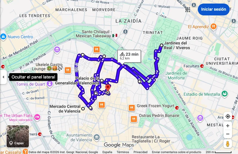 Mapa de ruta ciclista: Centro Histórico