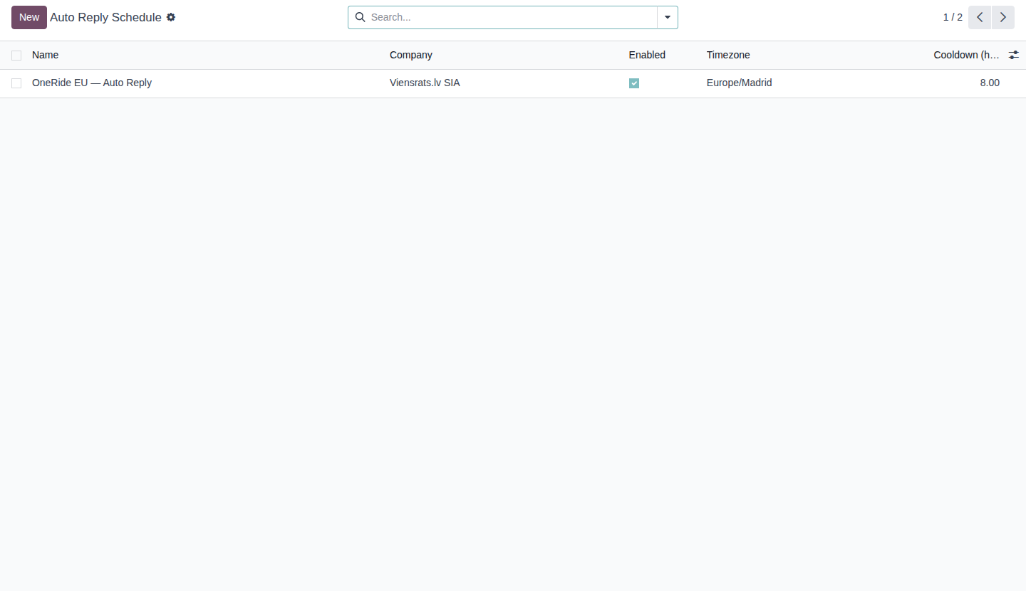 Schedule Configuration List — Odoo 18 module