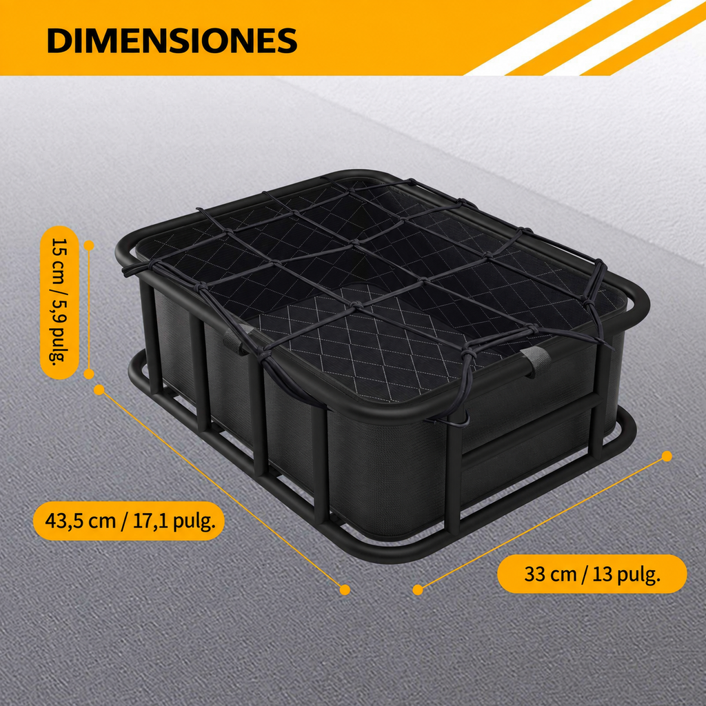 Cesta con red y forro — dimensiones / Basket with net and liner — dimensions