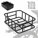 Rear bike basket with cargo net and textile liner